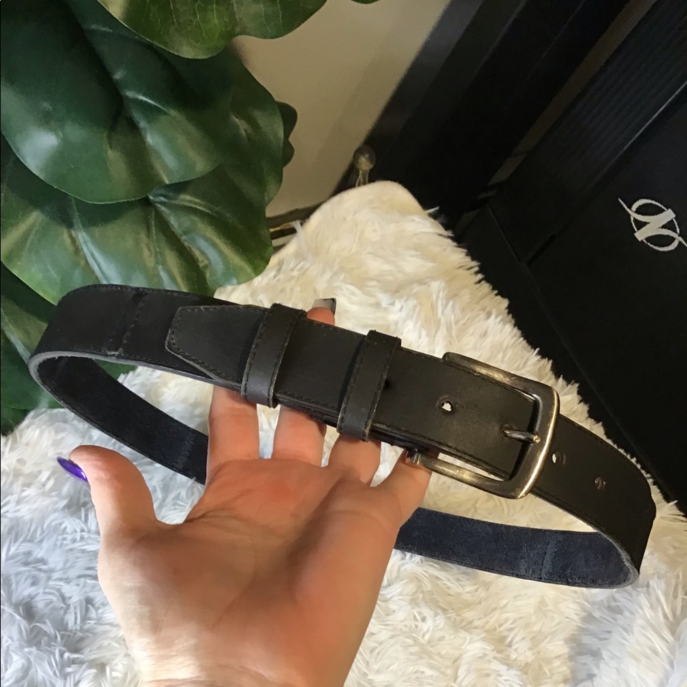 Black With silver Buckle Leather Belt